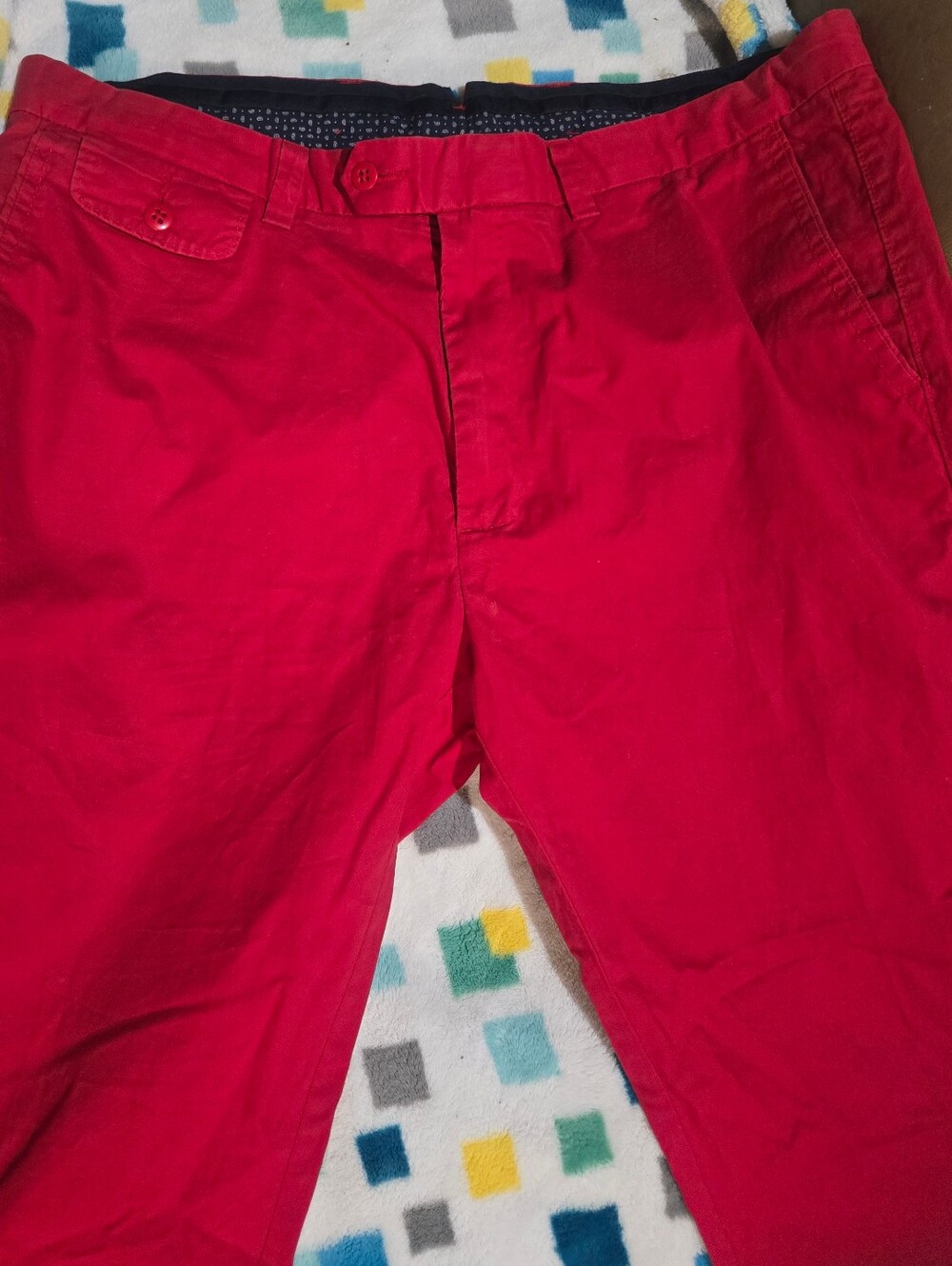 Daniel Cremieux Bold Red Flat-Front Cotton Chinos excellent condition 40x32